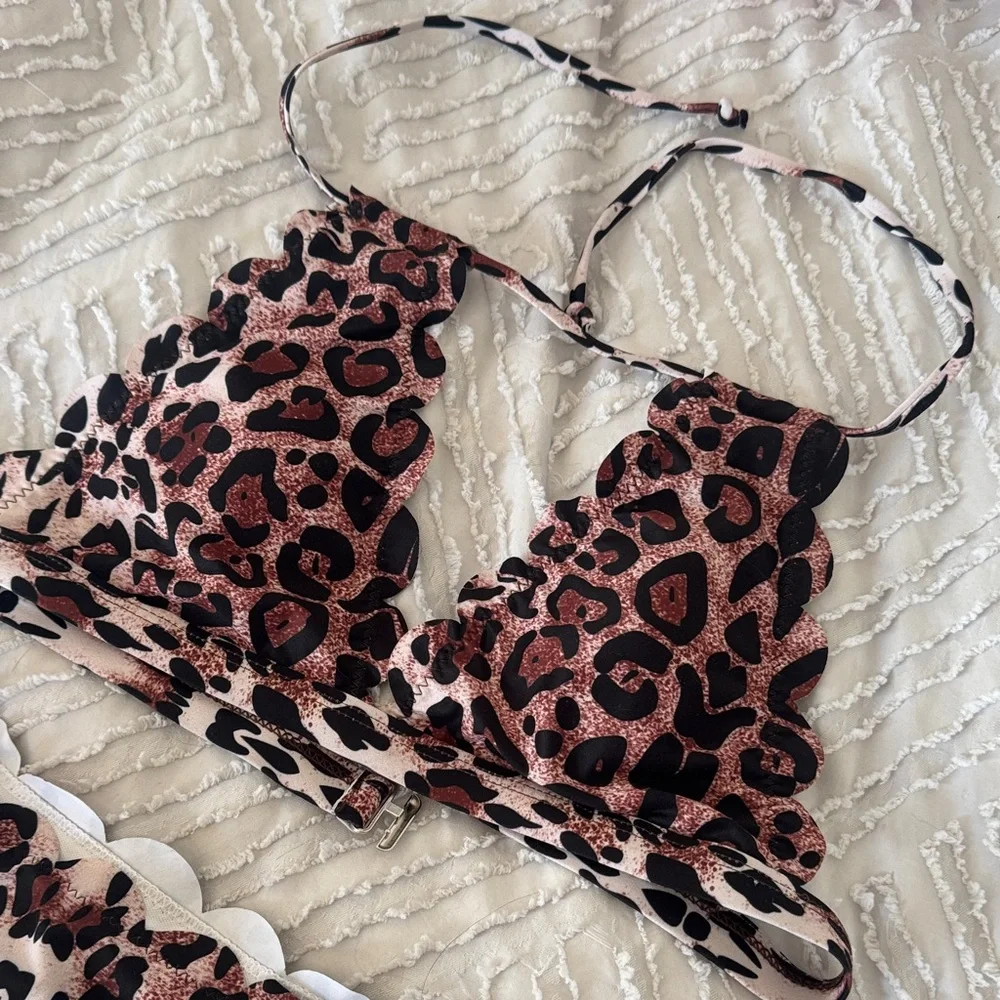 SHEIN Leopard Print Bikini - Black and Brown
